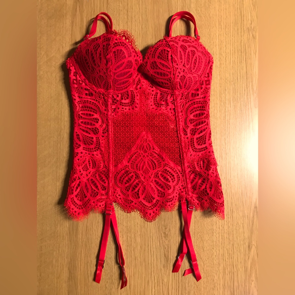 Victoria’s Secret red lace bustier